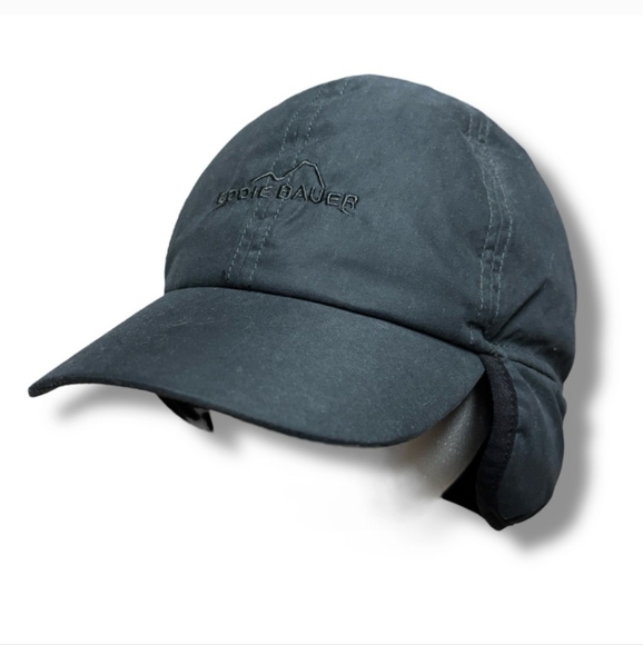 EDDIE BAUER Black Down Baseball Cap Raised Embroidered Logo - Picture 1 of 8